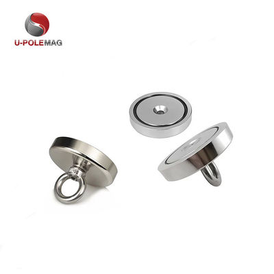 높은 자기력 NdFeB 낚시 자석 D80x19mm-M10 영구 자기장