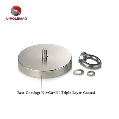 높은 자기력 NdFeB 낚시 자석 D80x19mm-M10 영구 자기장