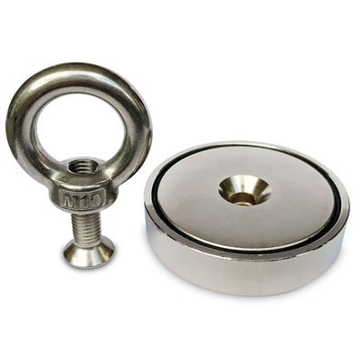높은 자기력 NdFeB 낚시 자석 D80x19mm-M10 영구 자기장