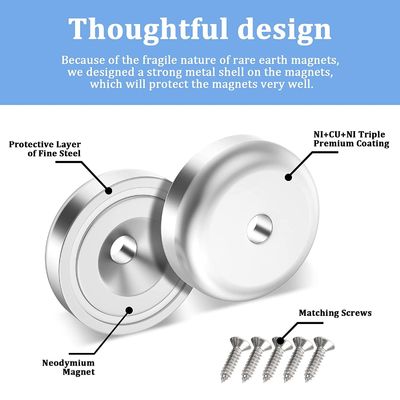 D20 MM 20lbs NdFeB Pot Magnet with Countersunk Hole 총 높이 H 7.2 mm 구멍 d1 4.5 mm