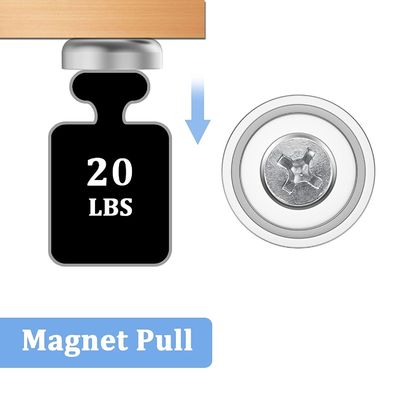 D20 MM 20lbs NdFeB Pot Magnet with Countersunk Hole 총 높이 H 7.2 mm 구멍 d1 4.5 mm