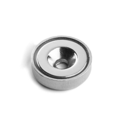 슈퍼 파워 25mm 컵 마그네트 Countersunk 구멍 강도 약 19kg 구멍 d1 5.5mm