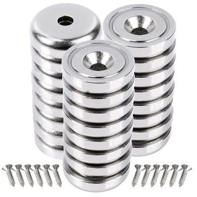 슈퍼 파워 25mm 컵 마그네트 Countersunk 구멍 강도 약 19kg 구멍 d1 5.5mm