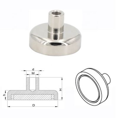 복합 물질 둥근 NdFeB 자석 네오디미움 냄비 자석 D60mm 160kg 힘