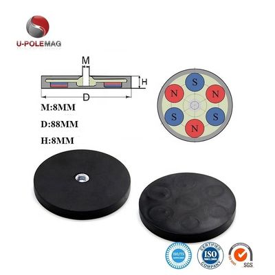 장착하기 쉬운 D43 D66 D88mm 고무 코팅 된 POT 장착 자석