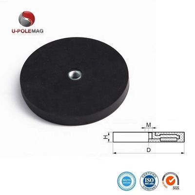 네오디엄 원 자석 D22x6mm와 M4 평면 여성 스레드 잡기 및 고무 표면