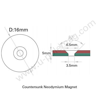 커스터마이징 NdFeB N52 디스크 희토류 네오디미움 반 침몰 자석 D16 * d6.5 * d3.5 * 5mm