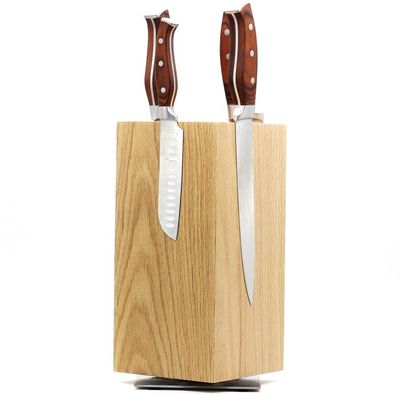지속가능한 300x150x150mm 4면 자석 칼 블록 360 회전 가능한 목재 칼 홀더